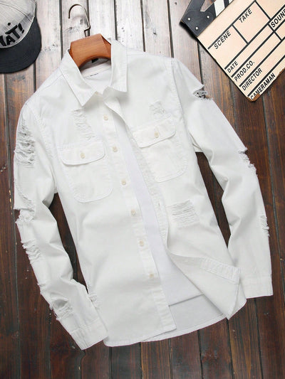 LEGND Cotton Ripped Denim Shirt