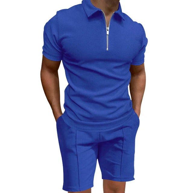 George-Border Waffle Polo Set