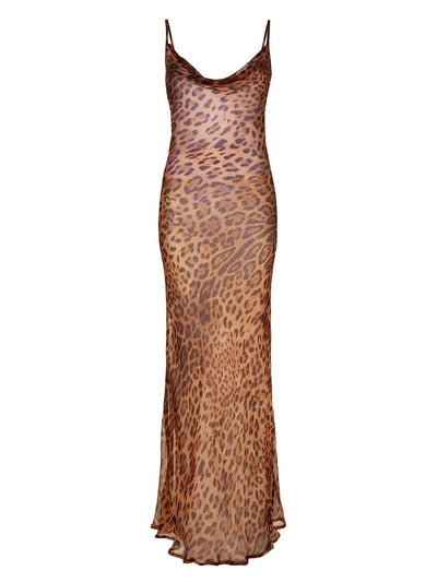 Nereida - Leopard print Spaghetti Maxi Dress