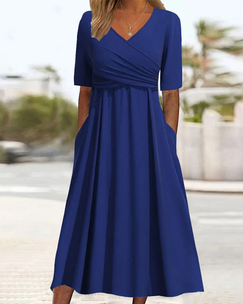 Pien - Crossover Dress With Short Sleeves.