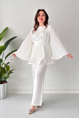 Jenna - Pleated Flared Top and Pants Set