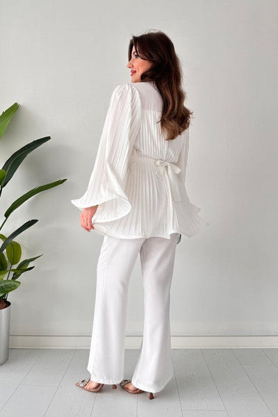 Jenna - Pleated Flared Top and Pants Set