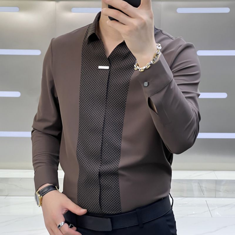 Men's Business Casual Patchwork Shirt