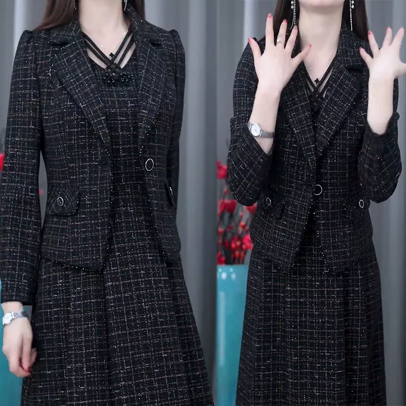 Fashionable 2 Piece Blazer and Sleeveless Dress Set for Women