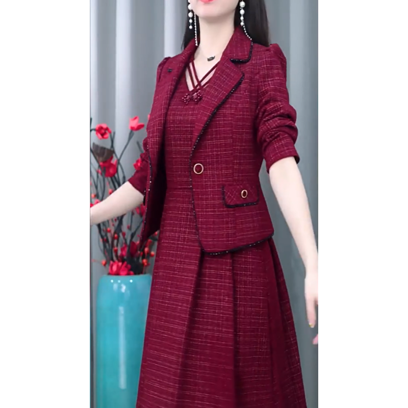 Fashionable 2 Piece Blazer and Sleeveless Dress Set for Women