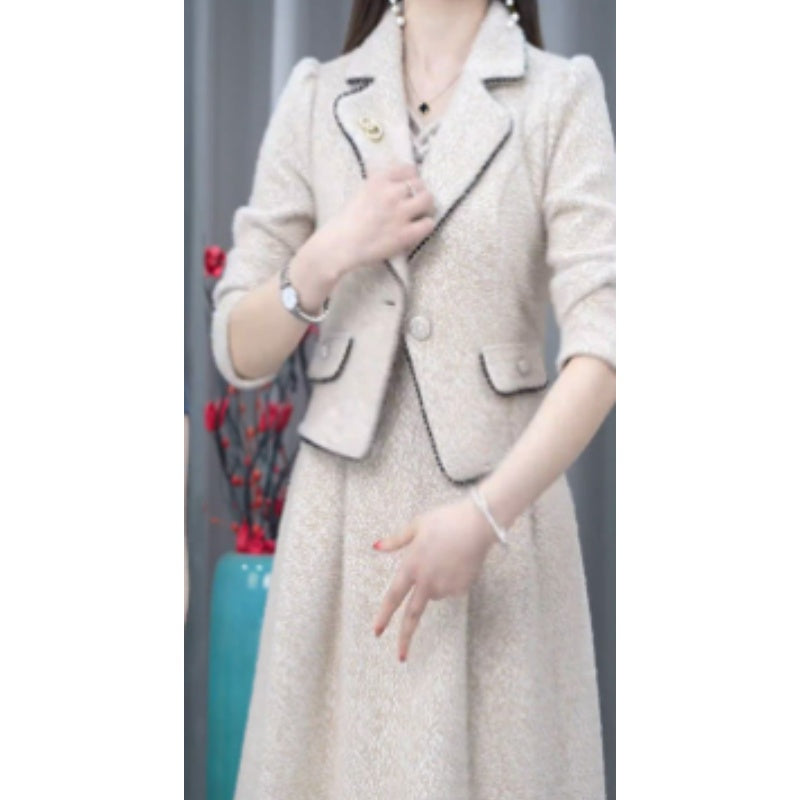 Fashionable 2 Piece Blazer and Sleeveless Dress Set for Women