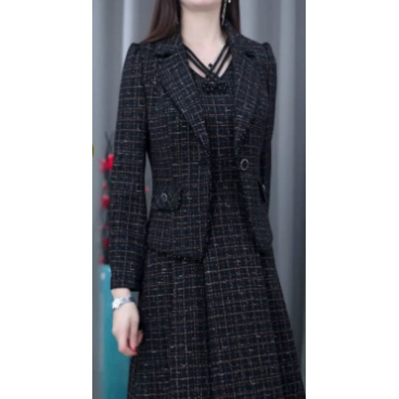 Fashionable 2 Piece Blazer and Sleeveless Dress Set for Women